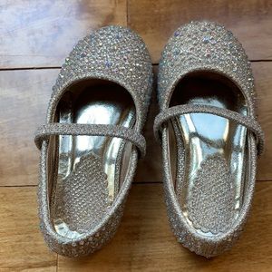Rhinestone sparkle gold ballet flats